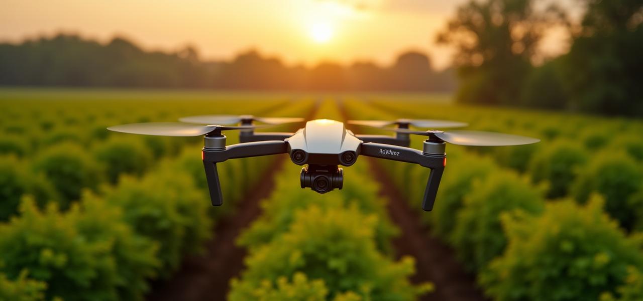 드론이 푸른 숲 위를 비행하며 산림 상태를 모니터링하는 모습